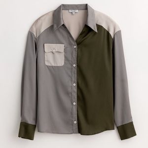 Petite studio Rena colorblock blouse